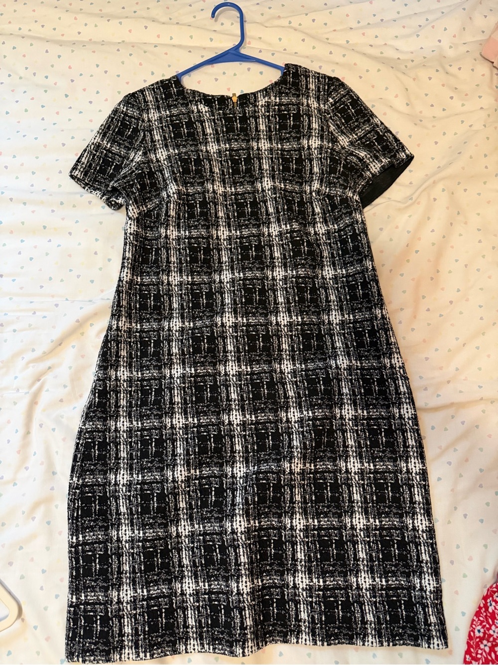 Calvin Klein Black and White Plaid Midi Shift Dress